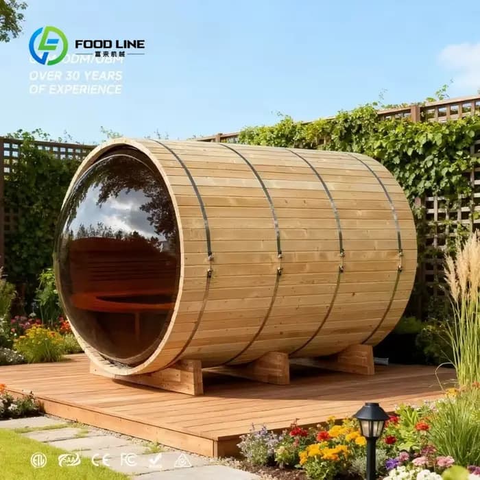 Sauna de jardin moderne personnalisé avec panneau panoramique pour spa bien-être, cabine de sauna ex