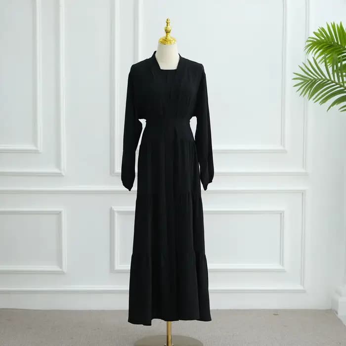 Eid Djellaba Dubai Abaya ensemble froissé ouvert Kimono Abaya + robe longue intérieure vêtements isl