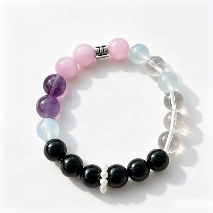 Bracelet Perlé en Cristal des Douze Constellations Gémeaux, Pierre de Guérison, Équilibre Éléments, 