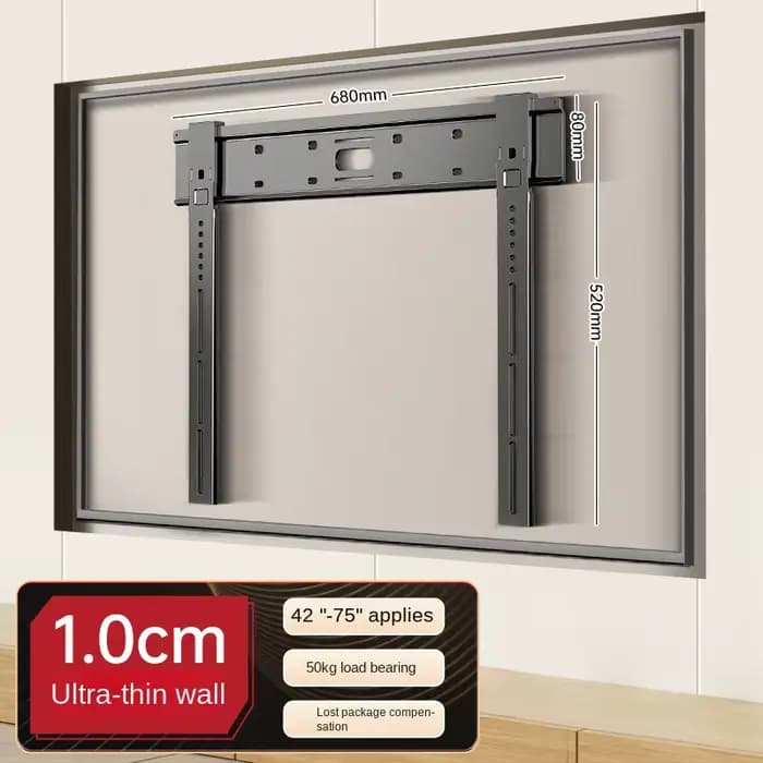 Support mural TV ultra fin, installation facile, écart de 1 cm, capacité de 80 kg, VESA 800 x 400, s