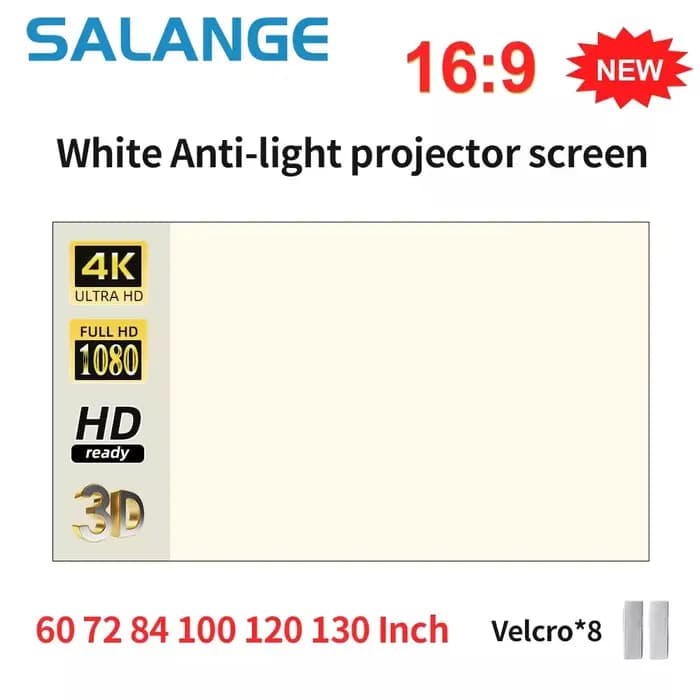 Salange – écran de projecteur, grille blanche, rideau Anti-lumière, haute luminosité 100 130 pouces,