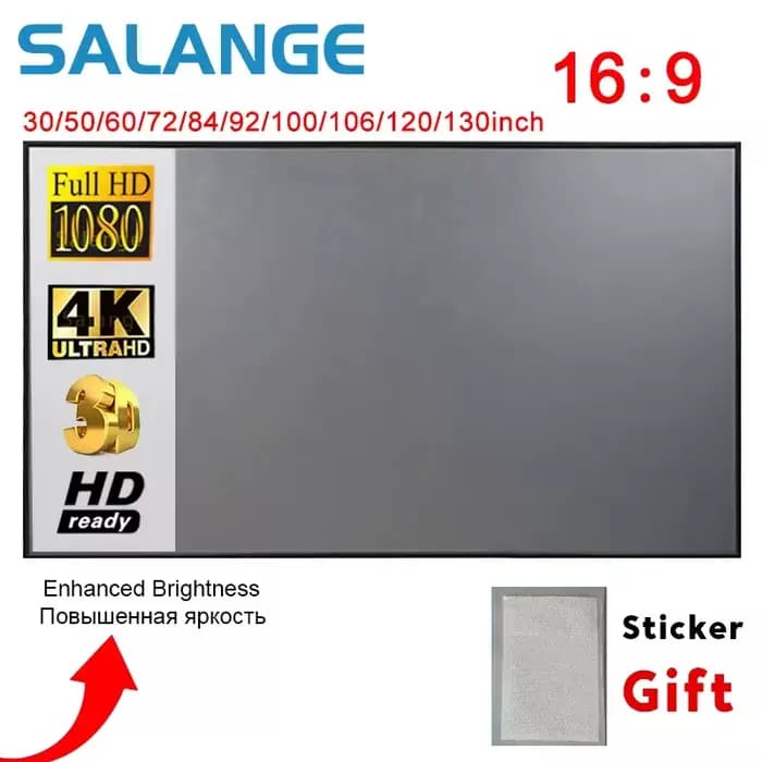 Écran de projecteur Salange, écran de Projection en tissu réfléchissant de 60 100 120 pouces pour pr