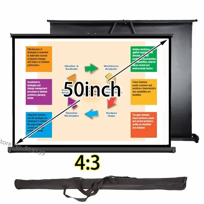 Écran de Projection Portable 50 pouces 4:3, Mini écran de projecteur HD en tissu avec sac de transpo