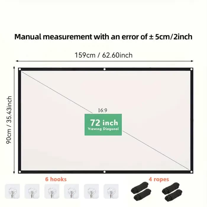 Écran de projecteur 4k 72-100-120 pouces, écran de projecteur pliable Portable blanc haute densité m