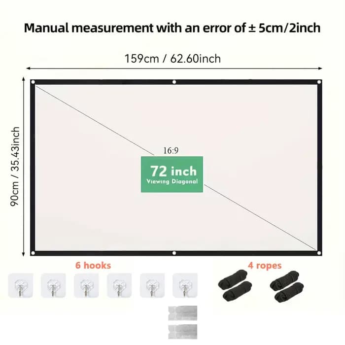 Écran de projecteur Portable 4K 72-150 pouces, pour téléphone Portable, écrans de films d'intérieur 