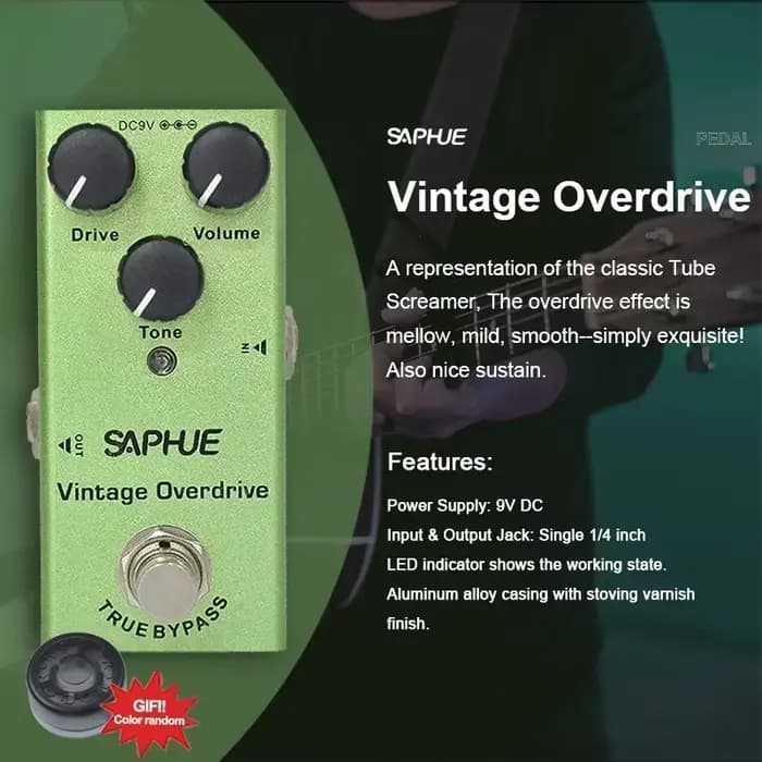 SAPHUE — Pédale de guitare électrique Vintage, overdrive, distorsion, retardement numérique, phase, 