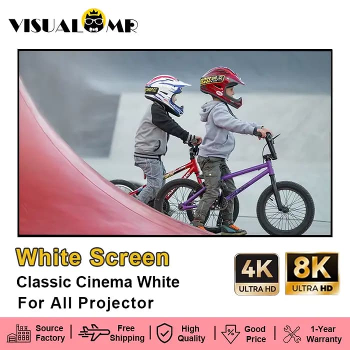 Écran de projection UHD blanc pour cinéma haut de gamme, cadre partenaire, bordure étroite de 1cm, c
