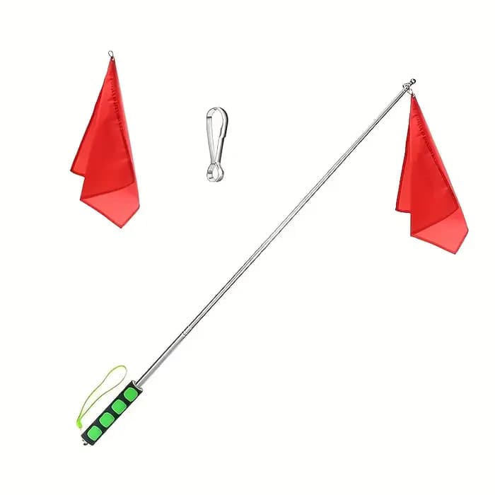 1 pièce de système d'entraînement pour chevaux, avec poteau et crochet télescopique, drapeau rouge/b