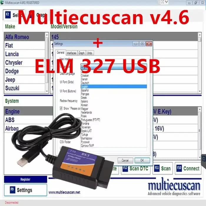 Multiecuscan illimité enregistré pour Fiat, V4.6, peut fonctionner avec ELM327, offre spéciale, 2021
