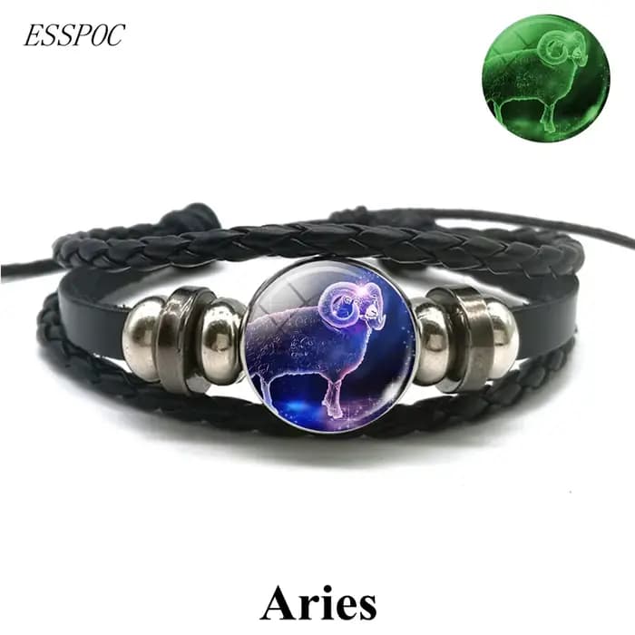 Gemini Leo balance scorpion sagittaire 12 Constellation Bracelet lumineux Bracelet en cuir zodiaque 