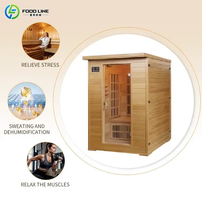 Sauna à vapeur extérieur commercial, grande capacité pour 6 à 8 personnes, sauna en bois massif pour