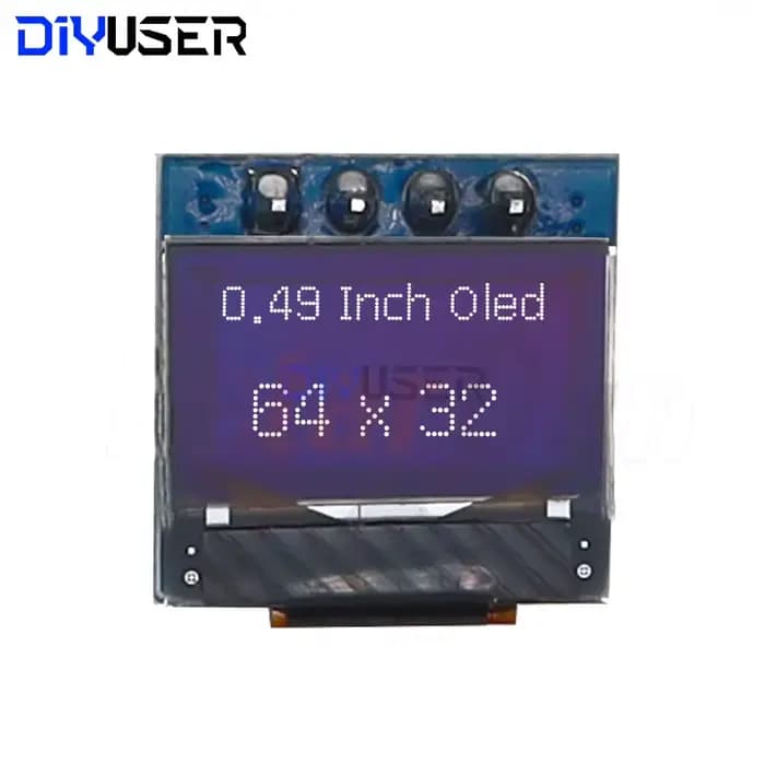 DIYUSER - Module d'affichage OLED 0,49 pouces, écran blanc 0,49 pouces, 64x32, interface I2C IIC, pi