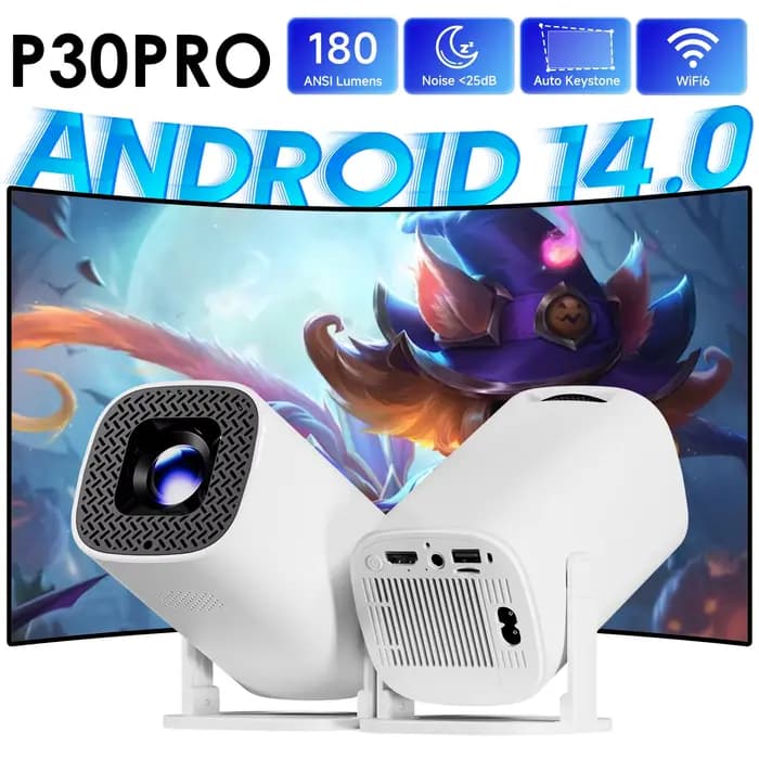Mini projecteur intelligent P30 PRO Android 14 WiFi6 BT 5.0 prend en charge 4K 1280*720P vidéo proje