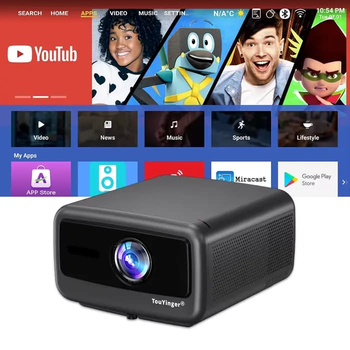 Touyinger Q13W 3800 Ansi Full HD 4K projecteurs Home cinéma vidéo 3G 128G Samrt TV projecteur pour l