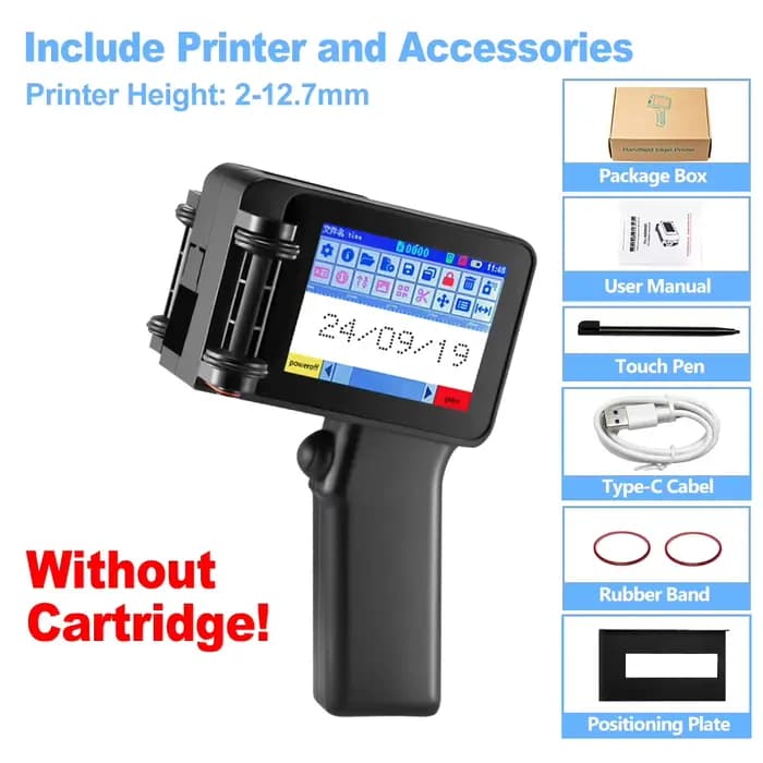 Pistolet d'imprimante à jet d'encre portatif, petit Portable avec écran tactile HD LED 4.3 pouces av