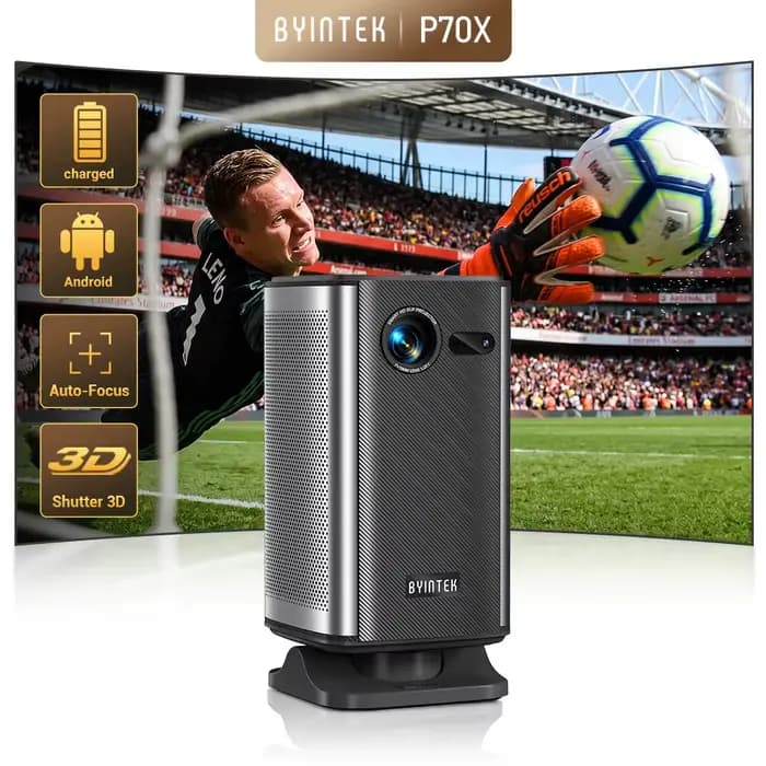BYINTEK P70X Mini projecteur Portable avec batterie intégrée 4K Support 3D Wifi pour projecteurs de 