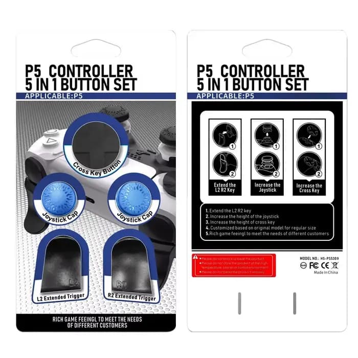 Kit d'accessoires PS5, compatible avec la manette DualSense, poignée de pouce, extension de gâchette
