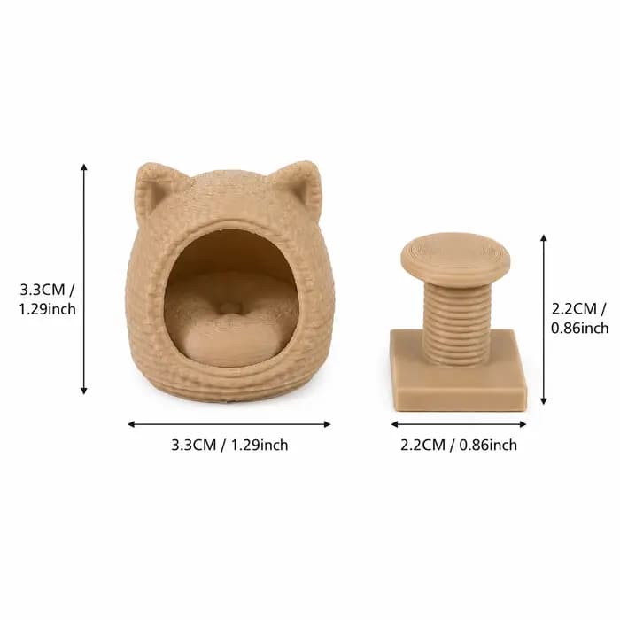 Ensemble de 2 lits miniatures pour chats, modèle arbre à chat - parfait pour les amateurs de miniatu