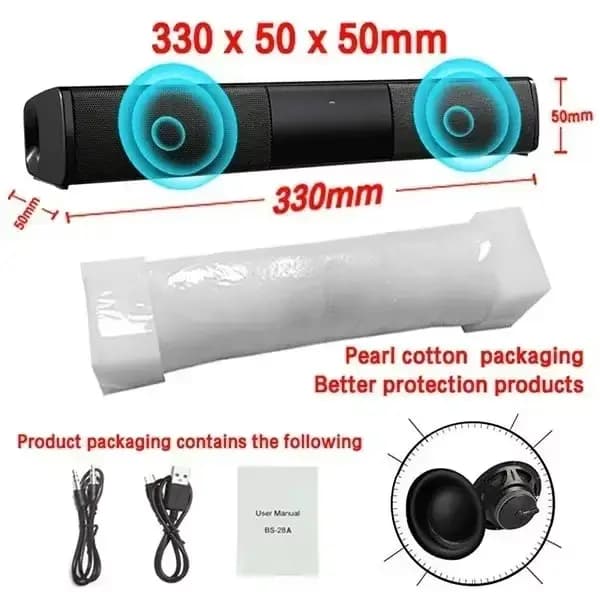 Haut-parleur Bluetooth sans fil puissant pour home cinéma, ordinateur, télévision, voiture, barre de