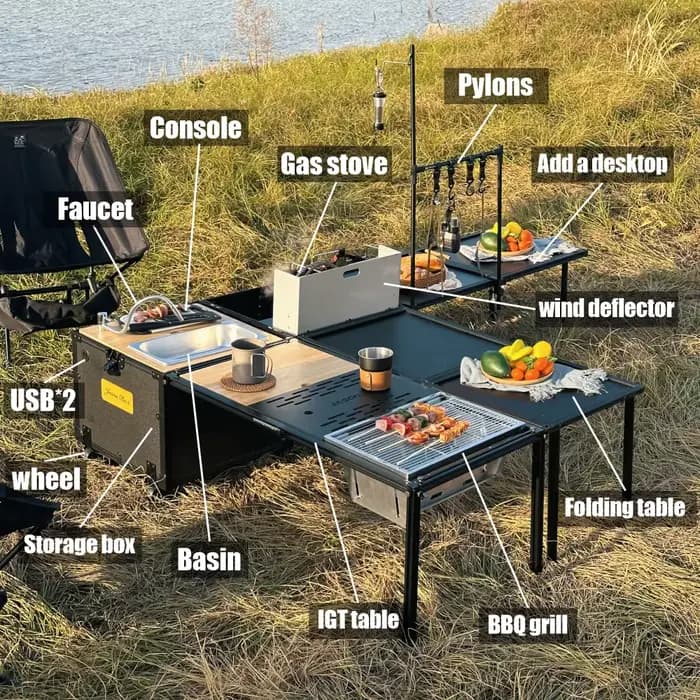 Camping en plein air Portable cuisine Mobile voiture auto-conduite Tour Camping équipement sauvage