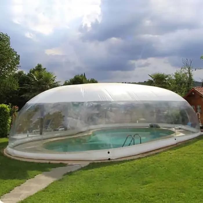 Couverture de piscine gonflable transparente en PVC sur mesure, grande taille, avec tente intégrée