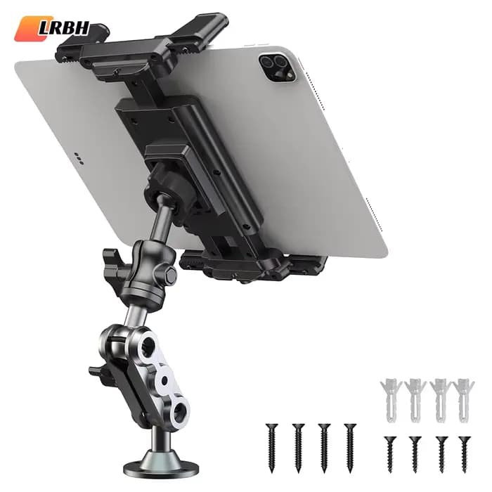 Support de tablette de Base de forage robuste en aluminium, support de voiture pour tableau de bord, 360 °   Support réglable en 2 étapes pour iPad 4,7-12,9"