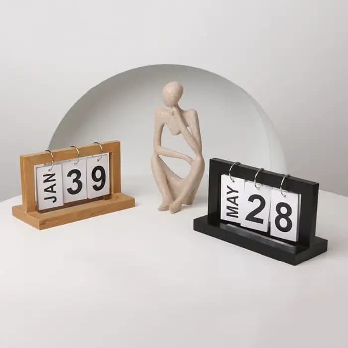 Mini calendrier de Simulation de chambre à coucher, modèle créatif, décoration de bureau, petits poupées de calendrier de bureau en bois