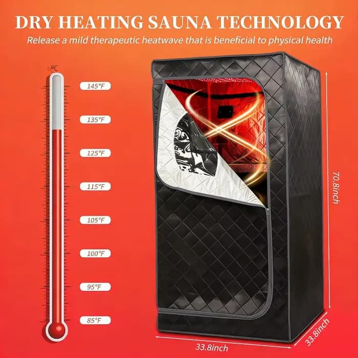 Sauna portable avec thérapie par lumière rouge, tente de sauna à domicile avec boîte de chauffage à sec, commande simple, chaise pliable incluse pour la relaxation