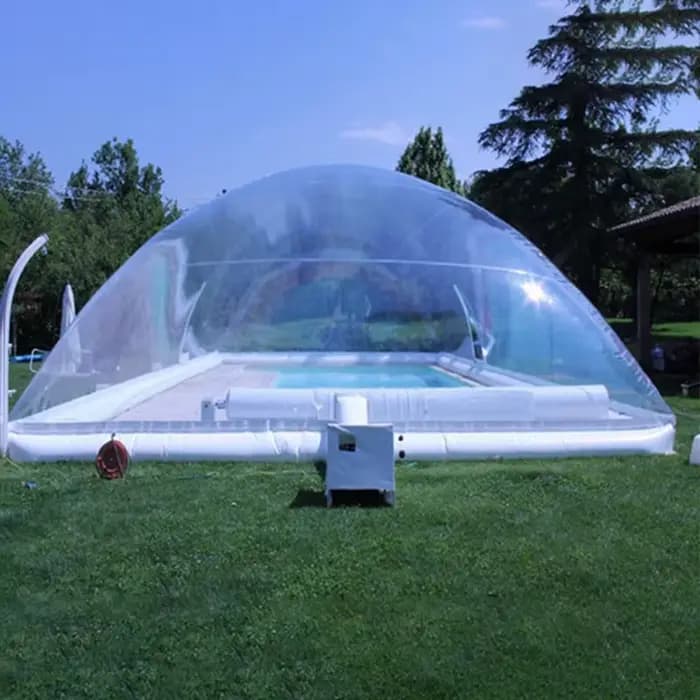 Couverture de piscine gonflable transparente en PVC sur mesure, grande taille, avec tente intégrée