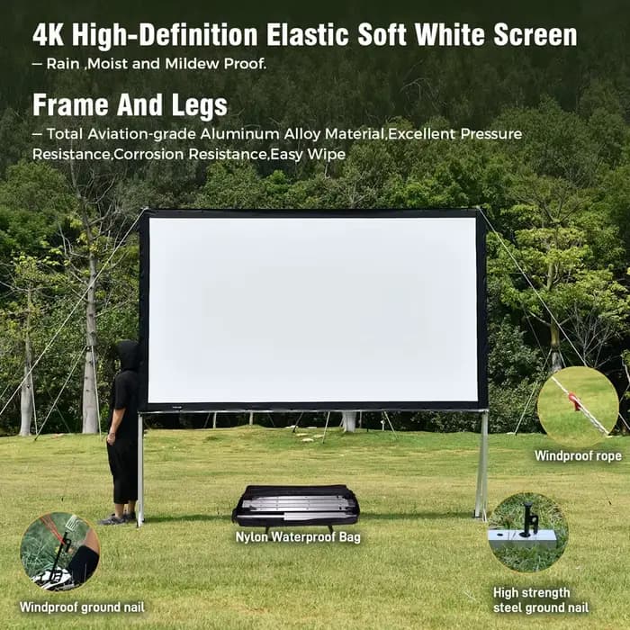 Écran de projecteur SCREEN PRO avec support 150 pouces 16:9 4K 1080 HD