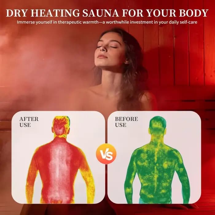 Sauna portable avec thérapie par lumière rouge, tente de sauna à domicile avec boîte de chauffage à sec, commande simple, chaise pliable incluse pour la relaxation