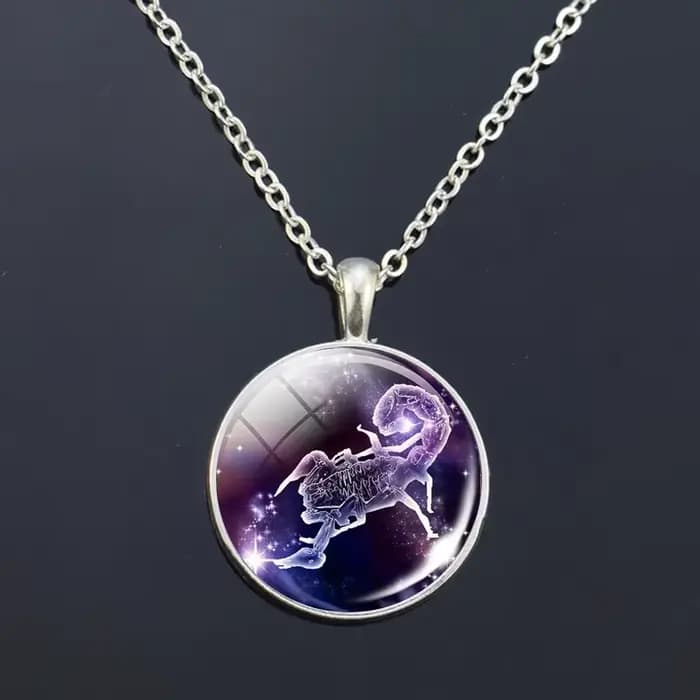 Pendentif en forme de dôme en verre, 12 signes du zodiaque, bijoux à la mode pour femmes, vierge, Cancer, bélier, Gemini, cadeau d'anniversaire