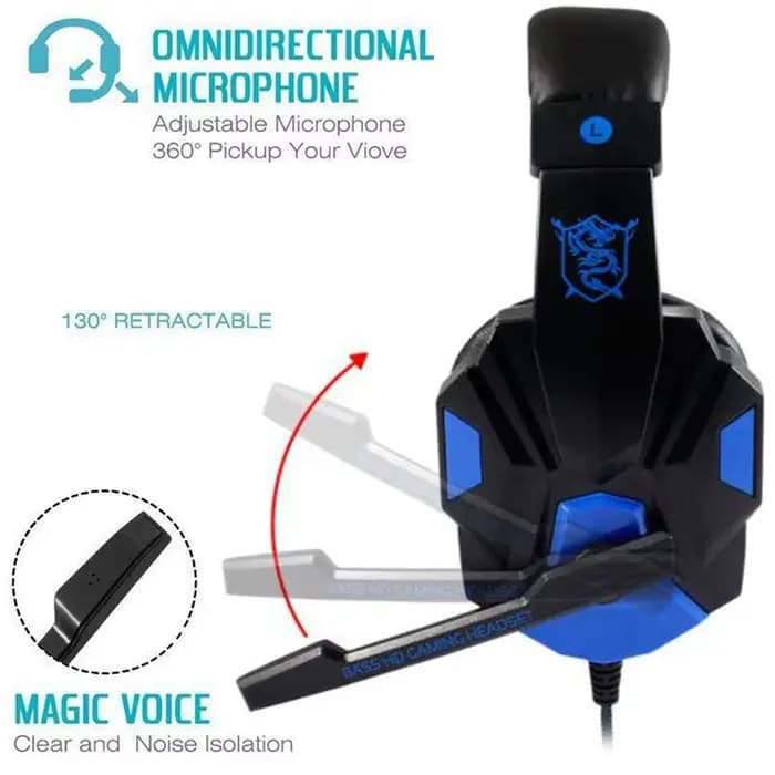 Casque de jeu filaire réglable à 120 ° avec microphone antibruit
