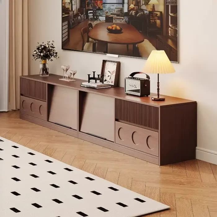 Meuble TV solide en bois de noyer