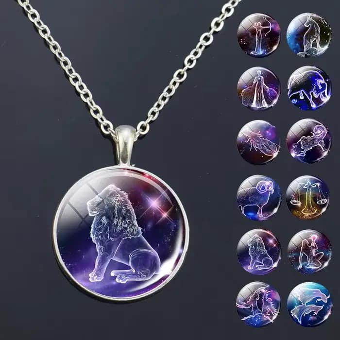 Pendentif en forme de dôme en verre, 12 signes du zodiaque, bijoux à la mode pour femmes, vierge, Cancer, bélier, Gemini, cadeau d'anniversaire