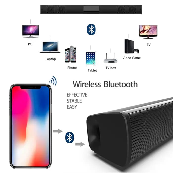 Hautréusde barre de son stéréo avec télécommande, Bluetooth 5.3, son surround, home cinéma, prise en charge RCA, AUX, carte TF