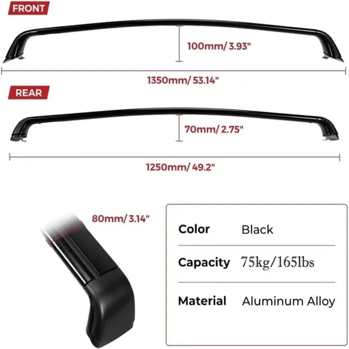 Barres transversales de galerie de toit de 75kg, pour Tesla modèle 3 Highland 2024 2026 modèle 3 2020-2023, barres transversales en aluminium pour bagages sur le toit