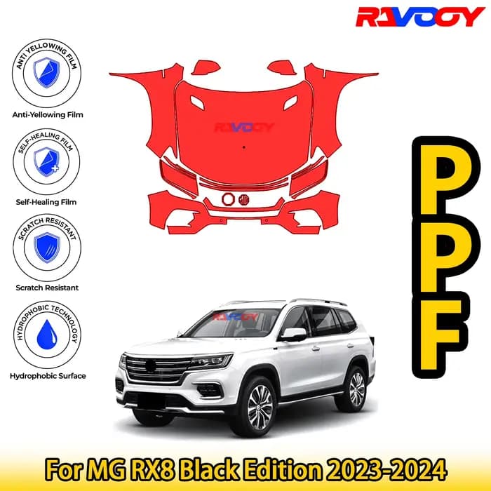 Kit PPF avant prédécoupé noir brillant mat pour MG RX8 Black Edition 2023 – 2024, Film de Protection de peinture