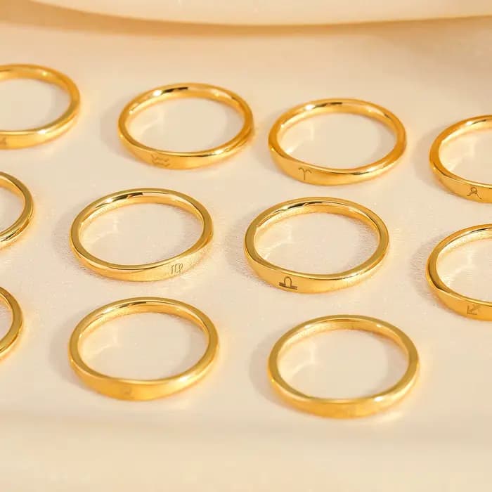 Petite bague signe du zodiaque pour femmes, bague du zodiaque en acier inoxydable plaqué or, Constellation Gemini, bijoux cadeau d'anniversaire