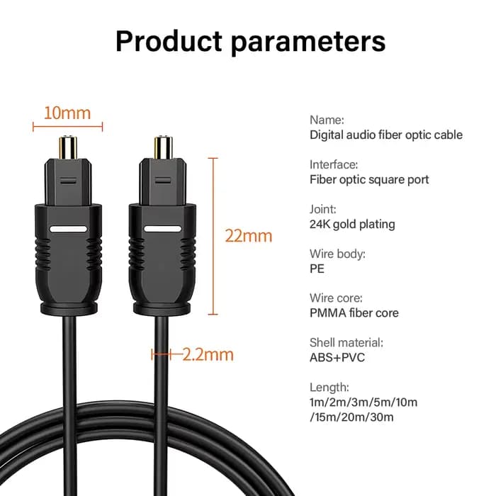 Câble Audio numérique optique prise Toslink S/PDIF avec couvercle cordon à fibres optiques HIFI pour barre de son PS4 Xbox 1m 2m 3m 5m 10m 20m 30m