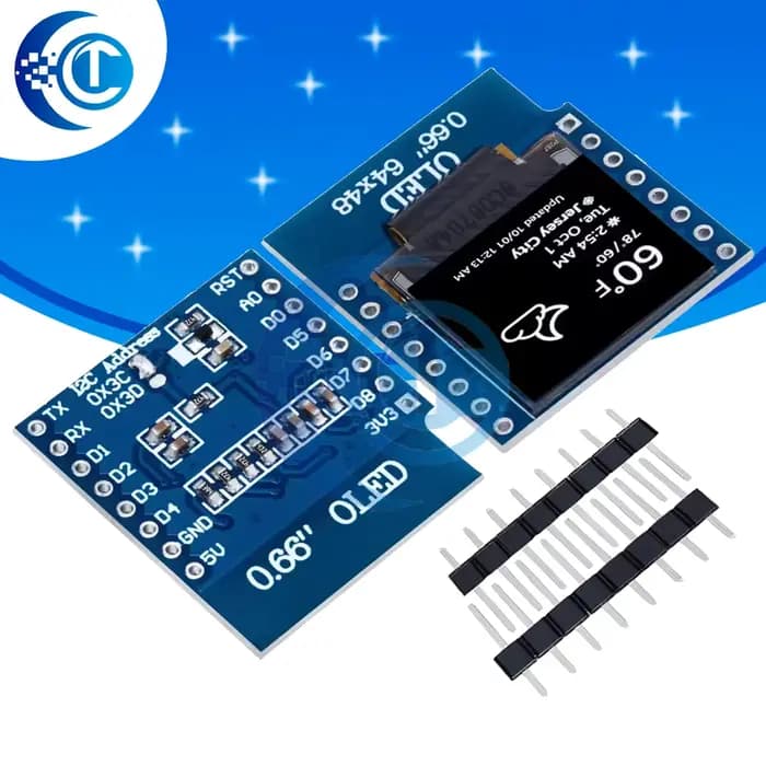 Module d'affichage OLED de 0.66 pouces pour WEMOS D1 MINI Module ESP32 pour Arduino AVR STM32 64x48 0.66 "écran LCD IIC I2C OLED