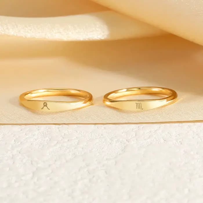 Petite bague signe du zodiaque pour femmes, bague du zodiaque en acier inoxydable plaqué or, Constellation Gemini, bijoux cadeau d'anniversaire