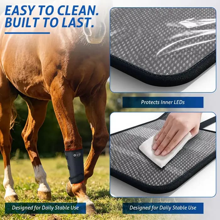 Bottes de soutien pour jambes de chevaux à LED infrarouges sans fil, 105 LED, pour thérapie par lumière rouge, avec minuterie, pour la récupération et la performance équine