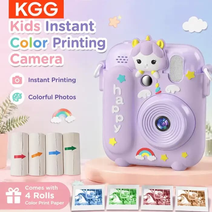 Appareil photo instantané pour enfants avec écran de 2,4 pouces, appareil photo numérique HD 1080P, appareil photo portable pour impression, jouet pour enfants, cadeau d'anniversaire ou de Noël