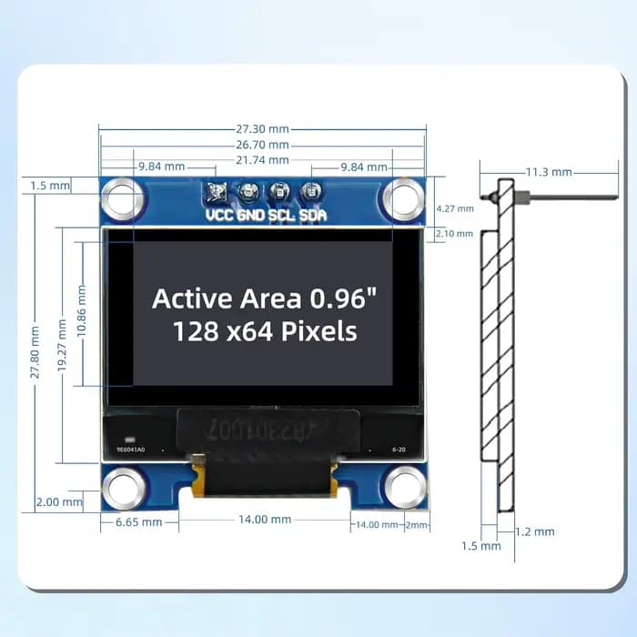 Module d'affichage OLED 0.96 pouces, 5 pièces, 128x64 SSD1306, panneau d'affichage OLED I2C lumineux Compatible avec Arduino Raspberry Pi ESP32 (blanc)