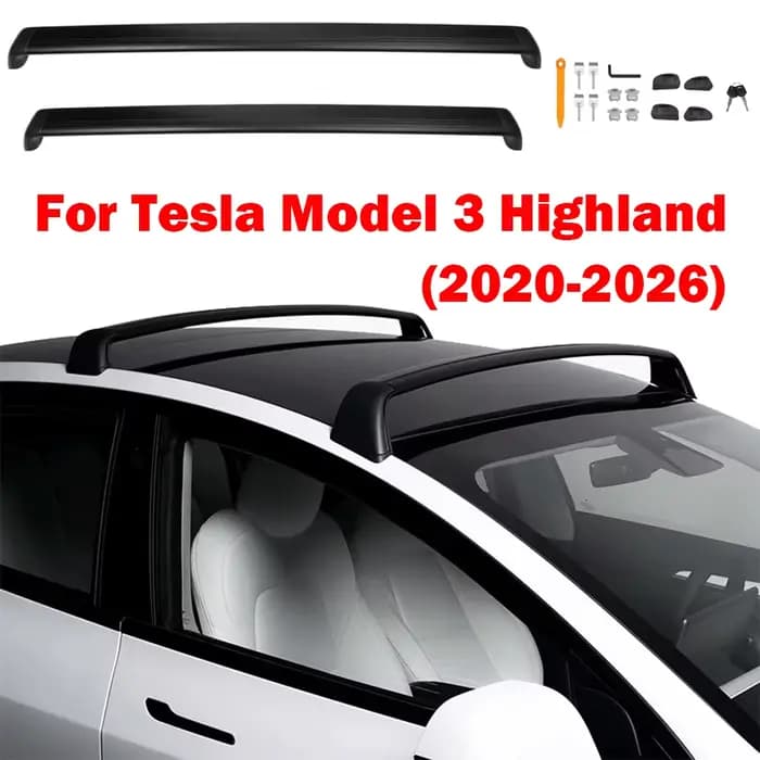 Barres transversales de galerie de toit de 75kg, pour Tesla modèle 3 Highland 2024 2026 modèle 3 2020-2023, barres transversales en aluminium pour bagages sur le toit
