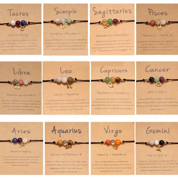 Bracelet du zodiaque pour femmes, bélier américain, taureau, Gemini, Cancer, lion, vierge, balance, scorpion, sagittaire, capricorne, verseau, poissons