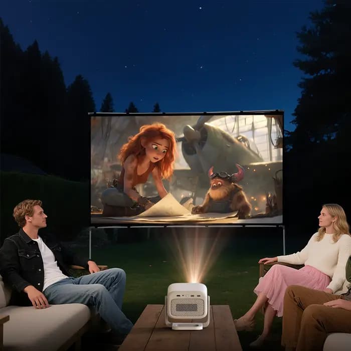 VEVSHAO Sans Rides 160 ° Écran de projecteur d'angle de vision avec support blanc