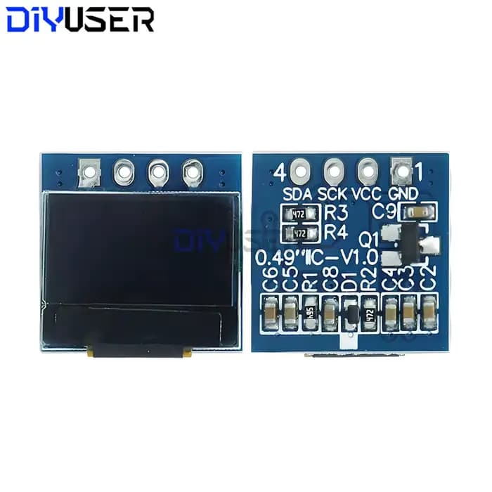 DIYUSER – Module d'affichage OLED LCD de 0.49 pouces, écran blanc de 0.49 pouces, Interface I2C IIC, pilote SSD1306 pour AVR STM32