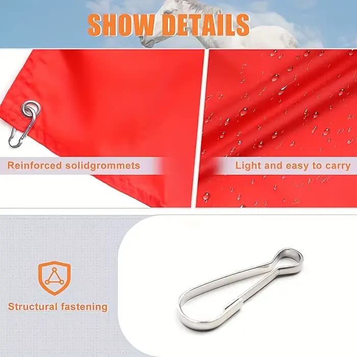 1 pièce de système d'entraînement pour chevaux, avec poteau et crochet télescopique, drapeau rouge/blanc robuste, adapté aux besoins du client
